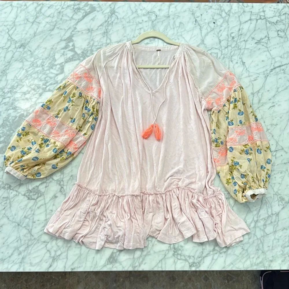 FREE PEOPLE Floral Mist Combo Dress Sz M
